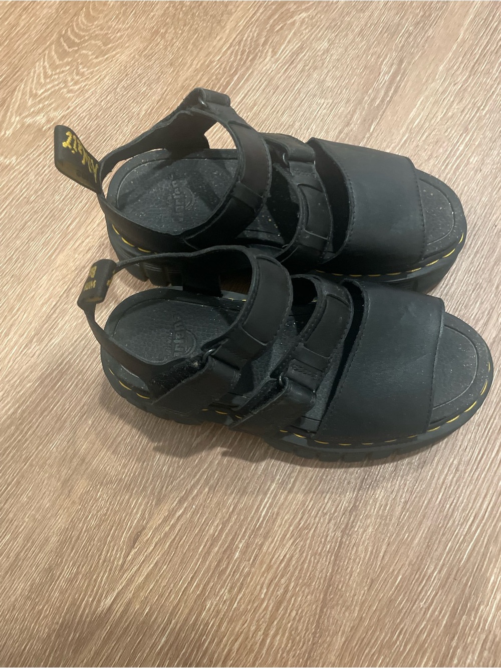 Dr Martens Ricki Chunky Black Leather 3 Strap Sandals - Picture 3 of 3